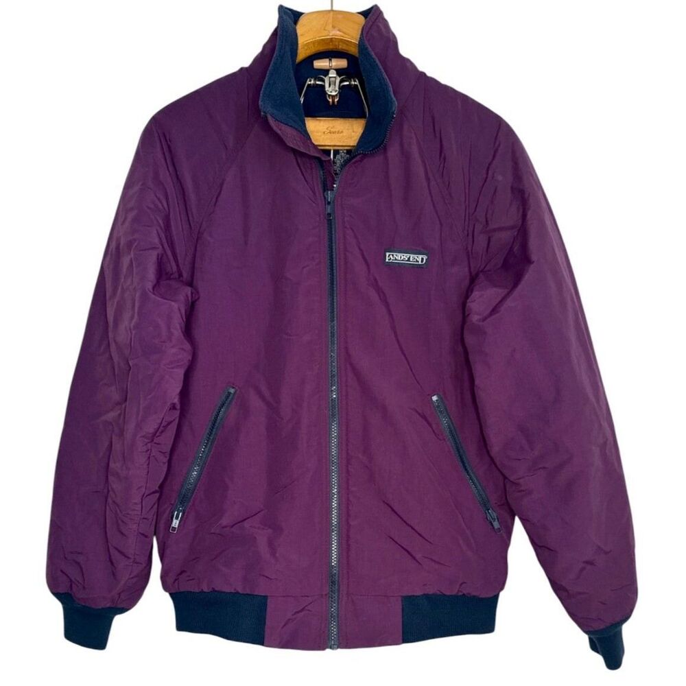 Land's End Men's The Squall Jacket Purple and Blue Fleece Lined Sz: S 34-36